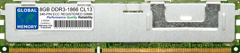 8GB DDR3 1866MHz PC3-14900 240-PIN ECC REGISTERED DIMM (RDIMM) MEMORY RAM FOR HEWLETT-PACKARD SERVERS/WORKSTATIONS (2 RANK CHIPKILL)